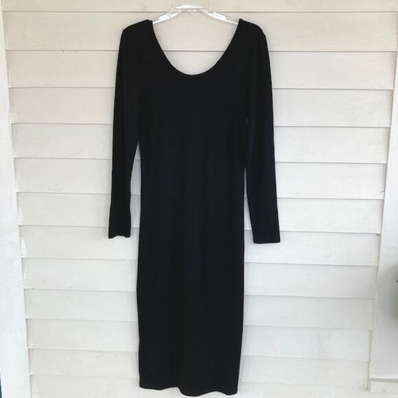 Steve Madden BB Dakota NEW Trish Ribbed Black Button Long Sleeve Pencil Dress M - Picture 4 of 7